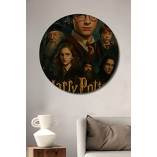 Teona Ahşap Büyülü Dünyanın Ustaları Harry Potter Yağlı Boya Görünümlü Ahşap Dekoratif Tablo Yuvarlak Duvar Tablosu