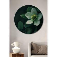 Teona Ahşap Büyülü Orman Çiçekleri Sulu Boya Görünümlü Ahşap Dekoratif Tablo Yuvarlak Duvar Tablosu