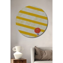 Teona Ahşap Sari Yagmur Damlasi Görünümlü Modern Sanat Ahsap Dekoratif Tablo Yuvarlak Duvar Tablosu