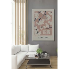 Teona Ahşap Beyaz Kiraz Çiçekleri ve Koyu Mavi Dalları Ahşap Dekoratif Ev,antre,salon,ofis,mutfak Tablo