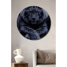 Teona Ahşap Gece Kaplanı Yağlı Boya Görünümlü Ahşap Dekoratif Tablo Yuvarlak Duvar Tablosu