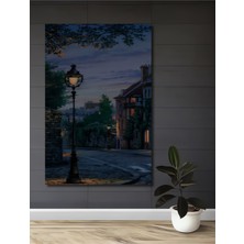 Teona Ahşap Akşam Sokak Lambası Yağlı Boya Görünümlü Ahşap Dekoratif Ev,antre,salon,ofis,mutfak Tablo