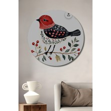 Teona Ahşap Renkli Kuş Sanatı Ahşap Dekoratif Tablo Yuvarlak Duvar Tablosu