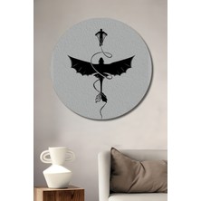 Teona Ahşap Hiccup ve Toothless Sylüet Ahşap Dekoratif Tablo Yuvarlak Duvar Tablosu