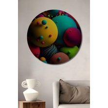 Teona Ahşap Renkli Küre Sanat Ahşap Dekoratif Tablo Yuvarlak Duvar Tablosu