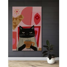 Teona Ahşap Gızemlı Siyah Kedi Yağlı Boya Görünümlü Dekoratif Ahşap Ev,antre,ofis,mutfak,yatak Odası Tablo