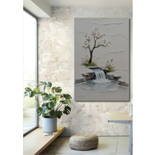 Teona Ahşap El Yapımı Dokulu Sakin Şelale ve Kiraz Çiçekleri Ahşap Dekoratif Ev,antre,salon,ofis,mutfak Tablo