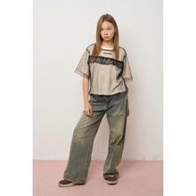 Loco Loco Kız Çocuk Süprem Tül Fırfırlı Tshirt