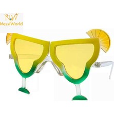 NessiWorld Margarita Bardak Şeklinde Parti Gözlüğü Sarı 16X8 cm
