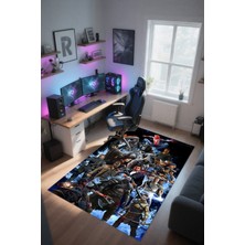 Reyhani Popüler Oyunlar Desenli Kaymaz Taban Makinede Yıkanabilir Gaming Oyuncu Gamer Genç Odası Halısı