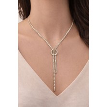 Saros Teknoloji Yuvarlak Taşlı Halkalı Suyolu Kolye - Çelik