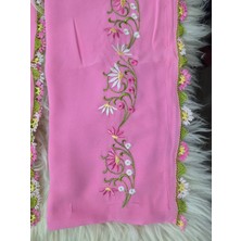 Hoaryage El Emeği Nakış Işlemeli Iğne Oyalı Namaz Örtüsü Çeyizlik Mevlit Başörtüsü Krep Kumaş 145X75 cm