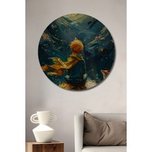 Teona Ahşap Küçük Prens ve Tilki Yağlı Boya Görünümlü Ahşap Dekoratif Tablo Yuvarlak Duvar Tablosu