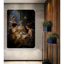 Teona Ahşap Antik Çağ Güzelleri Mum Işığında Okuma Sulu Boya Görünümlü Ahşap Dekoratif Ev,antre,salon Tablo