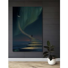 Teona Ahşap Gökyüzü Merdiveni Sulu Boya Görünümlü Soyut Sanat Ev,antre,salon,ofis,mutfak,yatak Odası Tablosu