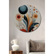 Teona Ahşap Soyut Modern Sanat Desenli Yağlı Boya Görünümlü Ahşap Tablo  Yuvarlak Duvar Tablosu