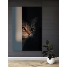 Teona Ahşap Gızemlı Kedi Bakışı Yağlı Boya Görünümlü Dekoratif Ahşap Ev,antre,salon,ofis,mutfak Tablo