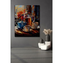 Teona Ahşap Modern Sanat Yağlı Boya Görünümlü Sıcak Kahve Keyfi Ahşap Dekoratif Ev,antre,salon,ofis Tablo