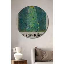 Teona Ahşap Gustav Klimt Ayçiçeği Tablosu Yağlı Boya Görünümlü Ahşap Dekoratif Tablo Yuvarlak Duvar Tablosu