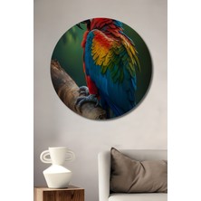 Teona Ahşap Canlı Renkler Tropikal Papağan Ahşap Dekoratif Tablo Yuvarlak Duvar Tablosu