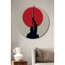 Teona Ahşap Asil Samurai Kılıcı Baskı Ahşap Dekoratif Tablo Yuvarlak Duvar Tablosu