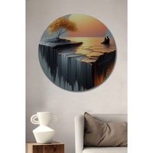 Teona Ahşap Aşkın Sonsuzluğu Yağlı Boya Görünümlü Ahşap Dekoratif Tablo Yuvarlak Duvar Tablosu