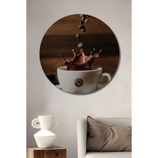 Teona Ahşap Kahve Kıvamında Yağlı Boya Görünümlü Ahşap Dekoratif Tablo Yuvarlak Duvar Tablosu