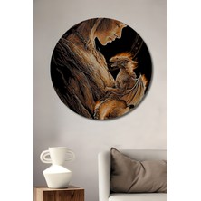 Teona Ahşap Ejderhanın Annesi Yağlı Boya Görünümlü Ahşap Dekoratif Tablo Yuvarlak Duvar Tablosu