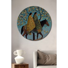 Teona Ahşap Kutsal Yolculuk At Üzerinde Iki Kız Modern Sanat Ahşap Tablo Yuvarlak Duvar Tablosu