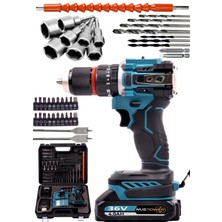 Nuspower Çelik Mandrenli Çift Akülü 13 mm Vidalama Darbeli Şarjlı Matkap