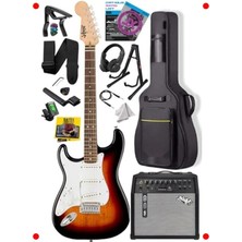 MarkEntegra Str Stili Elektro Gitar Seti - Gül Klavye, Sss, 50W Amfi