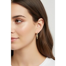 PIEDORA GOLD 14 Ayar Altın Üçgen Halka Küpe | Geometrik Minimal Tasarım