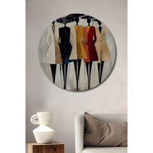 Teona Ahşap Yağlı Boya Görünümlü Soyut Figüratif Kadınlar Ahşap Dekoratif Tablo Yuvarlak Duvar Tablosu