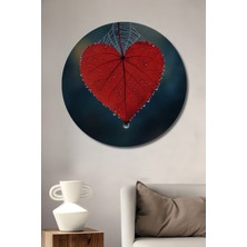 Teona Ahşap Aşkın Yaprak Hali Sulu Boya Görünümlü Ahşap Dekoratif Tablo Yuvarlak Duvar Tablosu