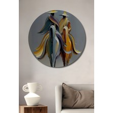 Teona Ahşap Binicilerin Destansı Yolculuğu Yağlı Boya Görünümlü Dekoratif Ahşap Tablo Yuvarlak Duvar Tablosu