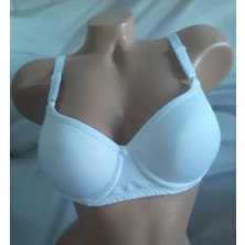 Shine Elagance Beyaz Süngerli Destekli Balenli Kadın Tek Sütyen. Pamuk Polyester Elastan Içerir