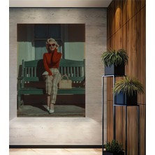 Teona Ahşap Marilyn Monroe Retro Yağlı Boya Görünümlü Ahşap Dekoratif Ev,antre,salon,ofis,mutfak Tablo
