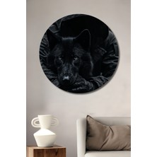 Teona Ahşap Gızemlı Kurt ve Maskeli Insan Yağlı Boya Görünümlü Ahşap Dekoratif Tablo Yuvarlak Duvar Tablosu