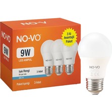 Ayder Timya NO-VO 3LÜ AVANTAJ PAKET 9W BEYAZ LED AMPUL E27 806LM 6500K 15.000 SAAT ÖMÜR (Timya/Go1395)  206632