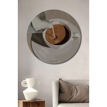 Teona Ahşap Sıcak Kahve Sanatı Yağlı Boya Görünümlü Ahşap Dekoratif Tablo Yuvarlak Duvar Tablosu