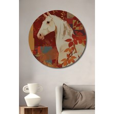 Teona Ahşap Bozkırın Beyaz Asi Ruhu Sulu Boya Görünümlü Dekoratif Ahşap Tablo Yuvarlak Duvar Tablosu