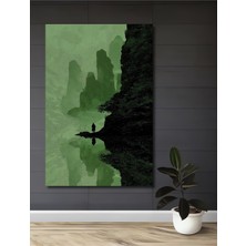 Teona Ahşap Gızemlı Yolcu Zeytin Yeşili Sulu Boya Görünümlü Modern Sanat Ahşap Dekoratif Ev,antre,salon Tablo