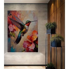 Teona Ahşap Renkli Sinekkuşu Yağlı Boya Görünümlü Dekoratif Ahşap Ev,antre,salon,ofis,mutfak,yatak Odası Tablo