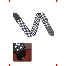 MarkEntegra Kare Desenli Siyah Beyaz Ayarlanabilir Gitar Askısı