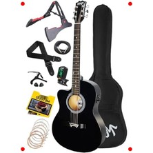 MarkEntegra Siyah Elektro Akustik Gitar Tam Set (40 Inç)