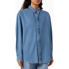 Good American Oversized Denim Shirt, Rahat-Şık Kadın Jean Gömlek