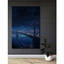 Teona Ahşap Büyülü Gece Köprüsü Yağlı Boya Görünümlü Ahşap Dekoratif Ev,antre,salon,ofis,mutfak Tablo