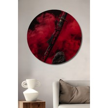 Teona Ahşap Ejderha Desenli Kılıç Görünümlü Dekoratif Ahşap Tablo Yuvarlak Duvar Tablosu