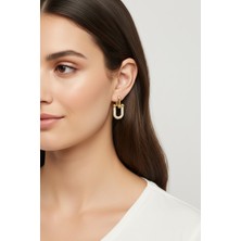 PIEDORA GOLD 14 Ayar Altın Çok Taşlı Ataç Halka Küpe | Modern ve Işıltılı Tasarım