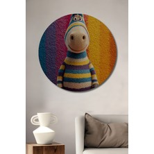 Teona Ahşap Renkli Zebra Sanatçı Ahşap Dekoratif Tablo Yuvarlak Duvar Tablosu